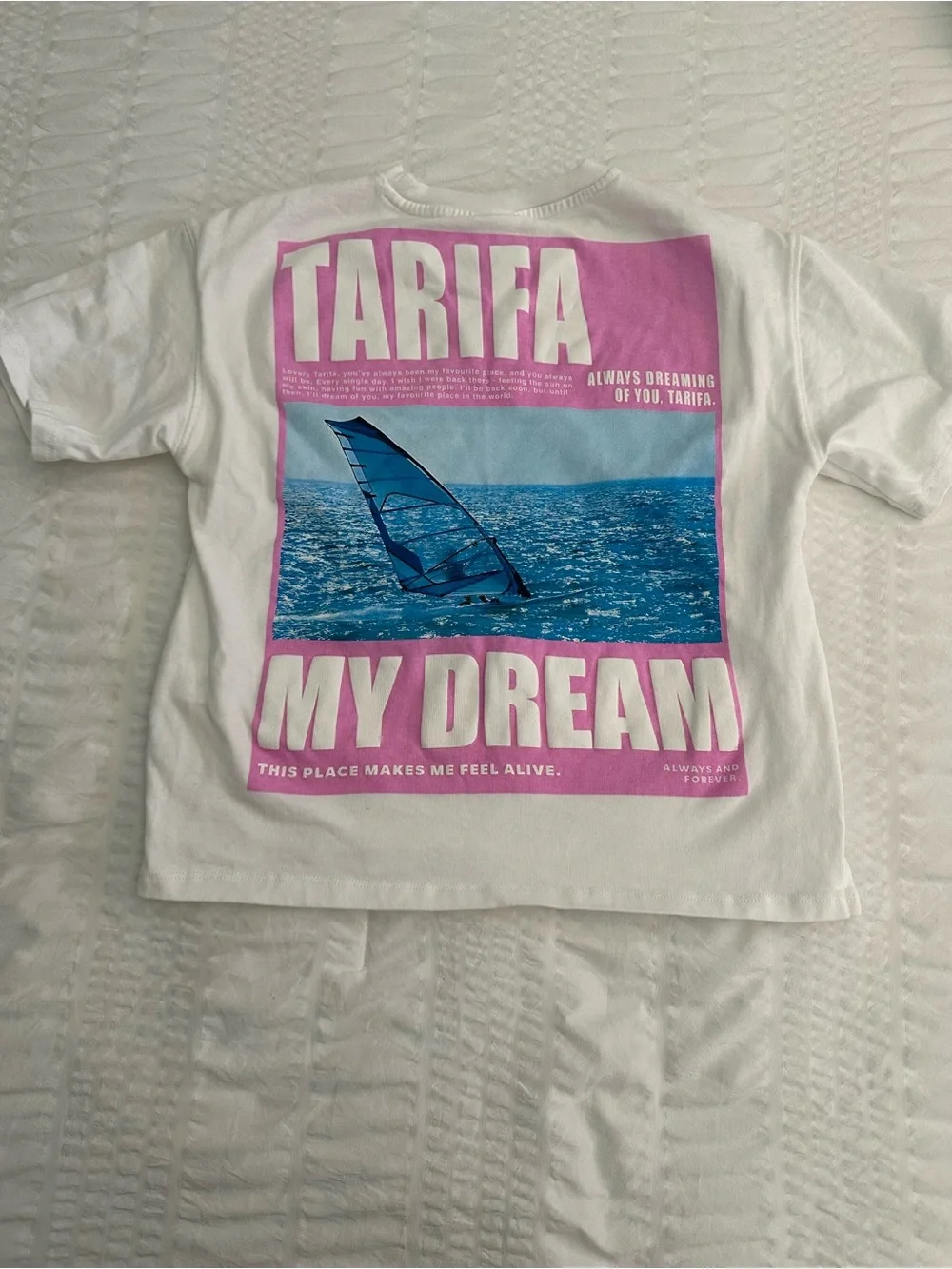 Zara White Short-Sleeve Tee with Tarifa Always and Forever Print Size 9-10Y